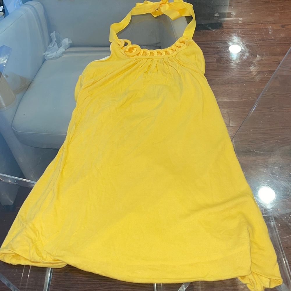 Yellow halter with decorative circles medium